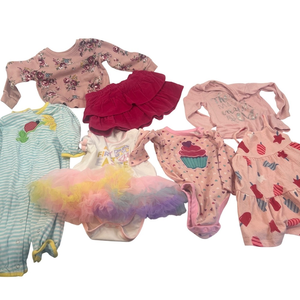 Baby Girl Bundle 12M 18M Cat & Jack Garanimals Be Mine‎ Romper Bodysuit Tee 3pc